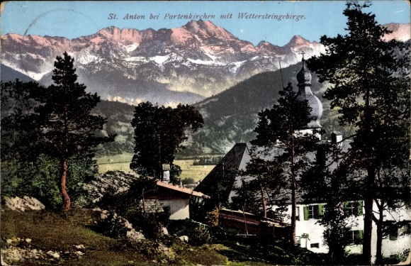 Postcard Garmisch Partenkirchen in Upper Bavaria, St Anton, Wetterstein Mountains, Purger 6069