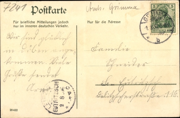 Postcard Döben Grimma, inn, castle