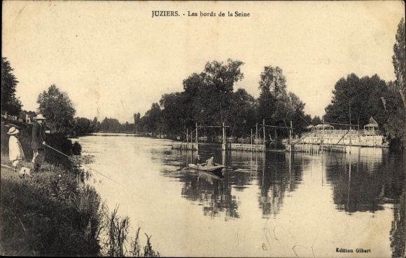 Postcard Juziers Yvelines, The banks of the Seine
