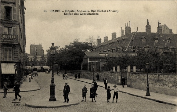 Ansichtkaart Paris X., Hopital Saint Louis, Rue Bichat, Entree des Consultations
