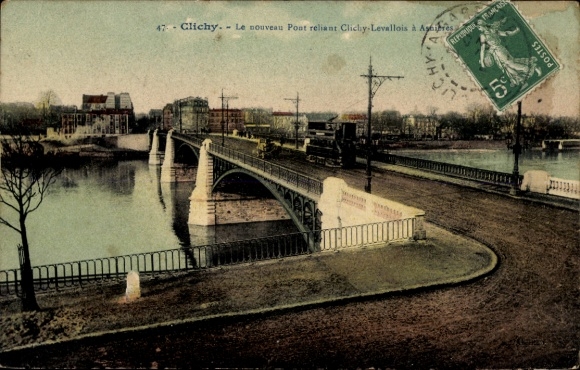 Postcard Clichy Hauts de Seine, Le nouveau Pont reliant Clichy-Levallois