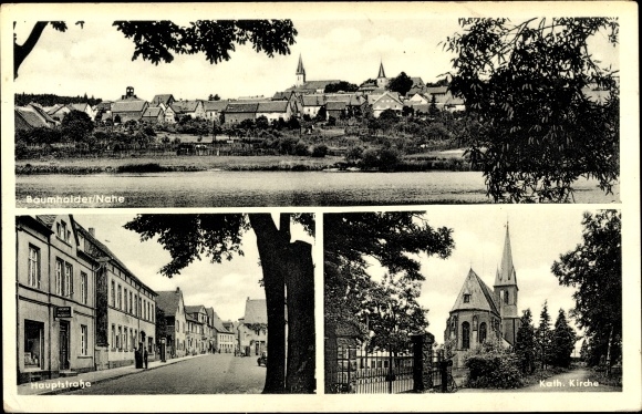 Ak Baumholder Nahe, hoofdstraat, katholieke kerk
