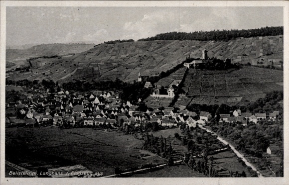 Postcard Beilstein in Württemberg, aerial photograph, Langhans