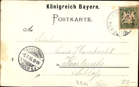 Artist Chromo-Litho Drescher, Nuremberg, Bayr. State exhibition, wine house of Wilh. Weaver, Museum