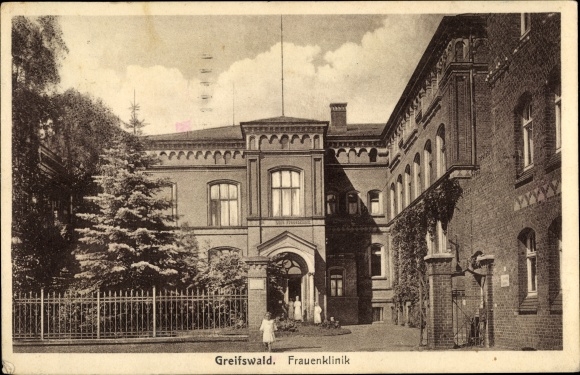 Postcard Greifswald Mecklenburg Western Pomerania, women&#39;s clinic