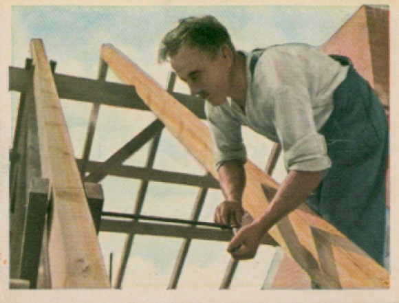 Collection card The state of work and peace, carpenter, house building