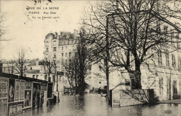 PC Paris, Crue de la Seine, January 29, 1910, Rue Diaz