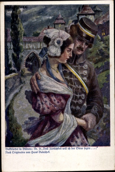 Artist Postcard Baluschek, folk songs in pictures 31, I want to tell the prostitute full of tenderness