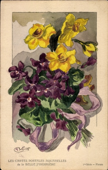 Künstler Ak Les Cartes Postales Aquarelles de la Belle Jardiniere, Narzissen