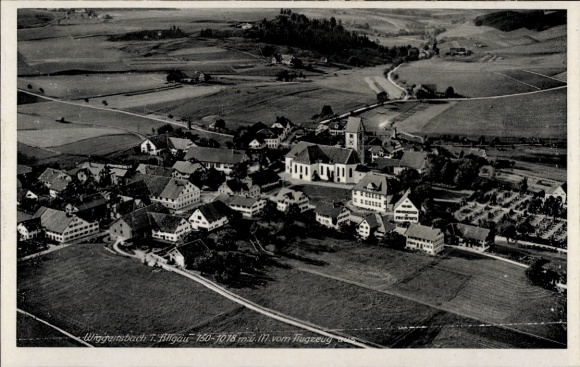 Postcard Wiggensbach in Allgäu, aerial photograph