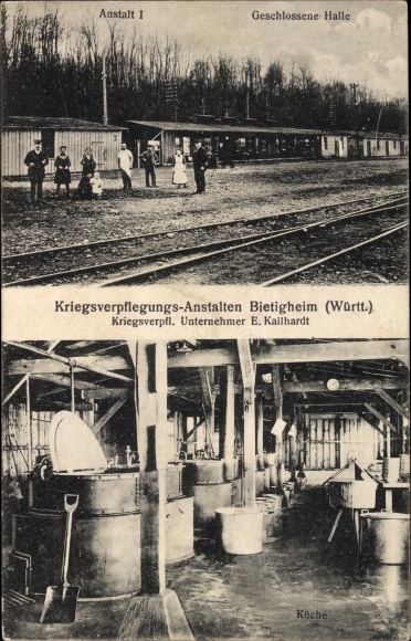 Ak Bietigheim Bissingen in de wijk Ludwigsburg, oorlogsrestaurants, Kallhardt, keuken, hal