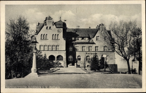 Ak Schöneck im Vogtland Sachsen, zomerresort, uitzicht op het stadhuis