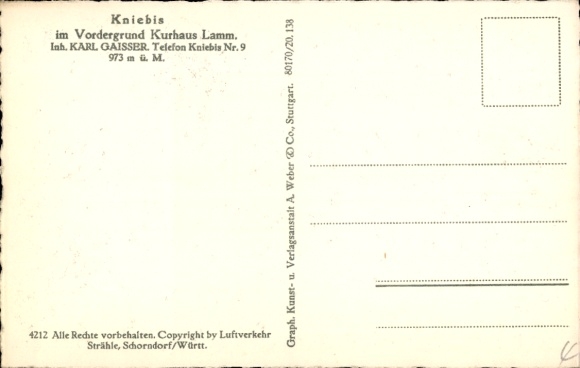 Postcard Kniebis Freudenstadt in the Black Forest, aerial photograph