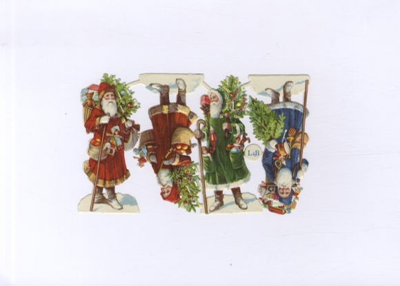 Wafer block of 3 L&B, Santa Clauses, Christmas trees, gifts, approx. 10 x 16 cm