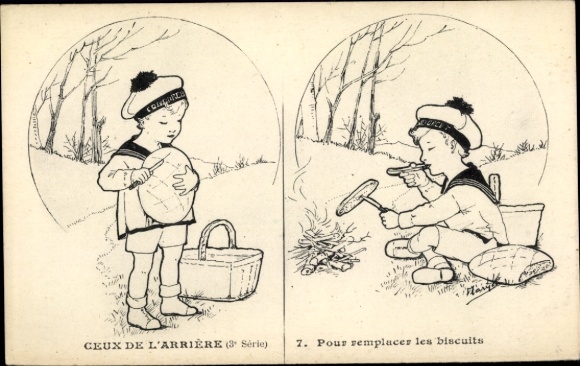 Artist Postcard Ceux de l'Arriere, pour replacer les biscuits