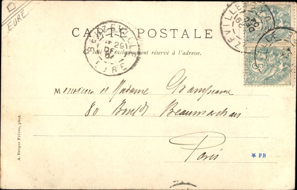 Postcard Beuzeville Eure, View taken from rue du Calvaire