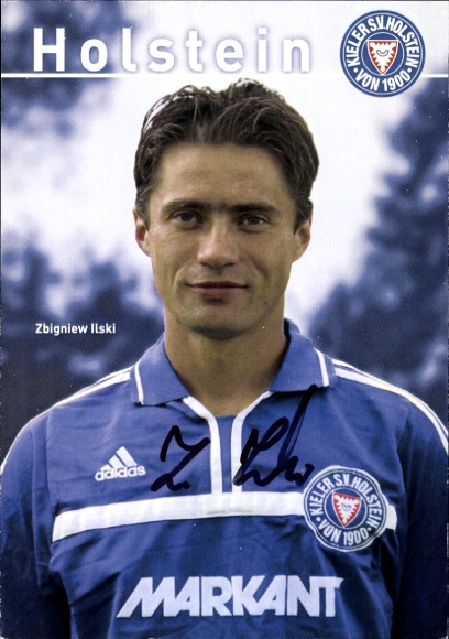 Autograph card footballer Zbigniew Ilski, Holstein Kiel, autograph