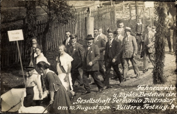 Photo PC Dittersdorf Amtsberg in the Ore Mountains, Germania Society, consecration of flags in 1924, pageant