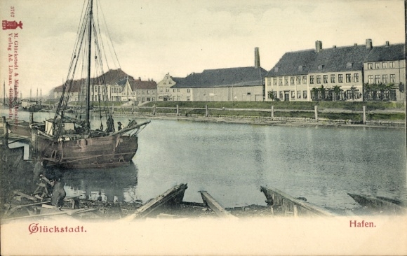 Ak Glückstadt an der Elbe, Hafen