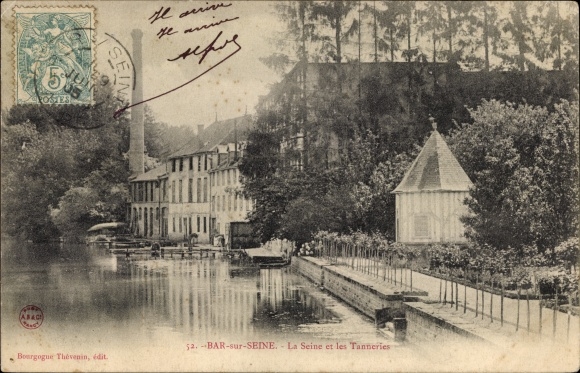 Postcard Bar sur Seine Aube, Seine, Tanneries
