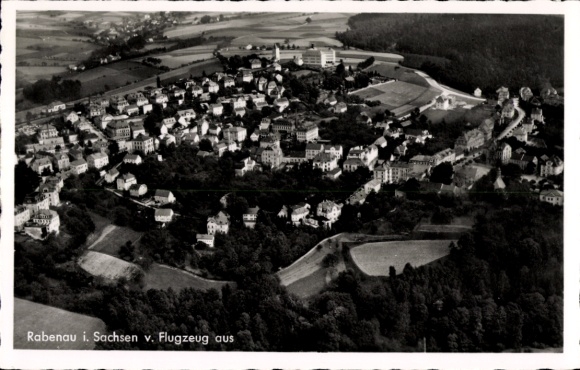 Postcard Rabenau in the Ore Mountains Saxony, aerial photograph