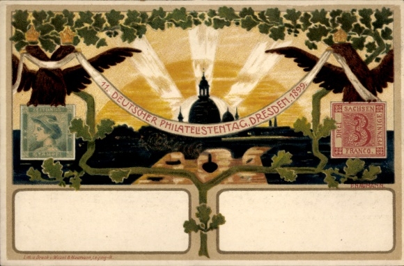 Postwaardestukken litho Dresden, 11e Duitse Filatelistendag 1899