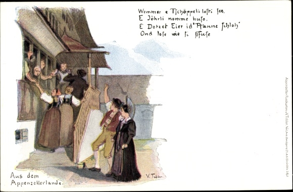 Künstler Ak Tobler, V., Aus dem Appenzeller Land, Besucher, Trachtenpaare