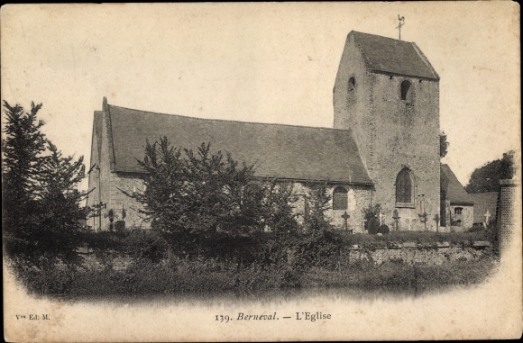 Postcard Berneval le Grand Petit Caux Seine Maritime, church