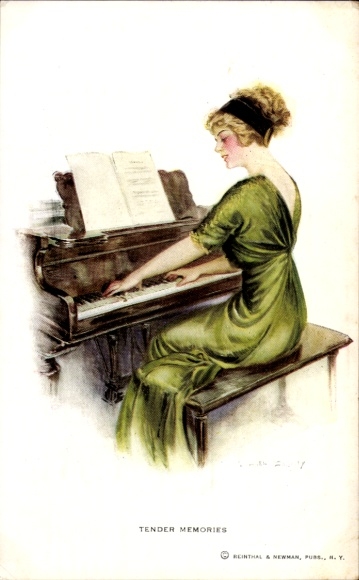 Artyści KP Christy, F. Earl, Czułe wspomnienia, Młoda kobieta przy fortepianie
