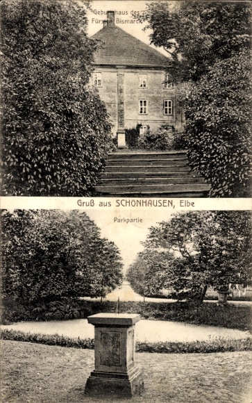 Postcard Schönhausen an der Elbe, Bismarck's birthplace, park area