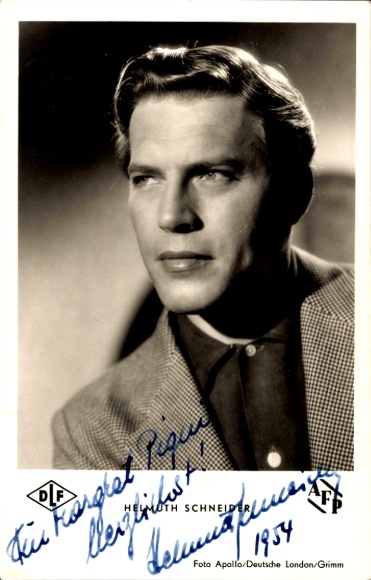 Postcard actor Helmuth Schneider, portrait, Ännchen von Tharau, autograph