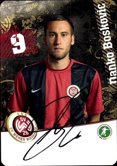 Autograph card footballer Danko Boskovic, SV Wehen Wiesbaden, autograph