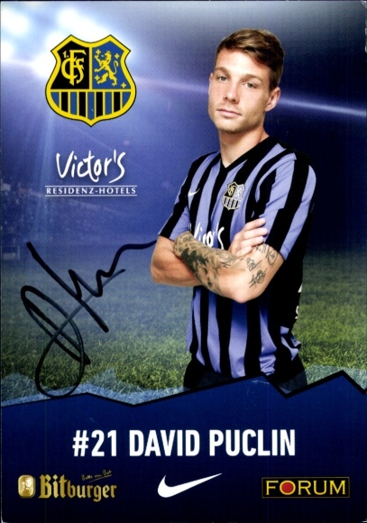 Autograph card footballer David Puclin, 1. FC Saarbrücken, autograph