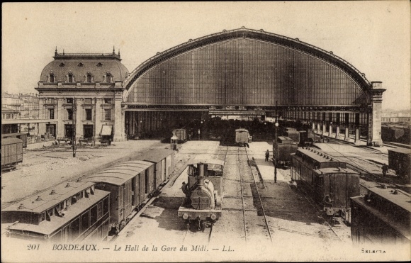 Postcard Bordeaux Gironde, The Hall of the Gare du Midi