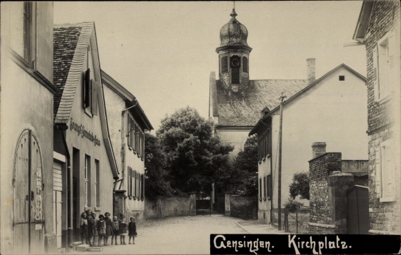 Photo Postcard Gensingen in Rheinhessen, church square