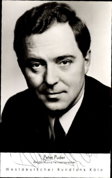 Postcard Moderator Peter Puder, TV announcer, autograph