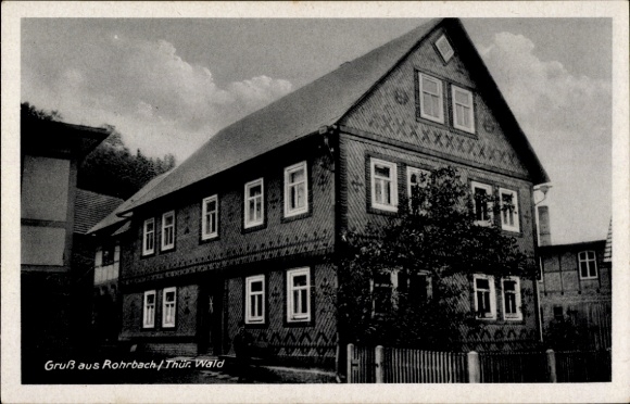 Postcard Rohrbach in Thuringia, exterior view of a house