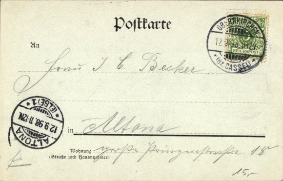 Moonlight Postcard Obernkirchen in the Schaumburg district, market square