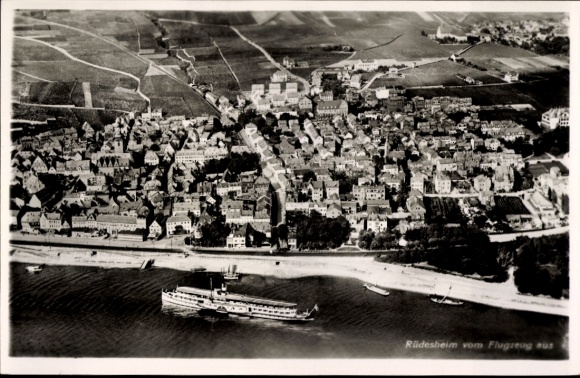 Postcard Rüdesheim am Rhein, aerial photograph