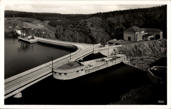 Postcard Gräfenwarth, view of the Saale dam from the height