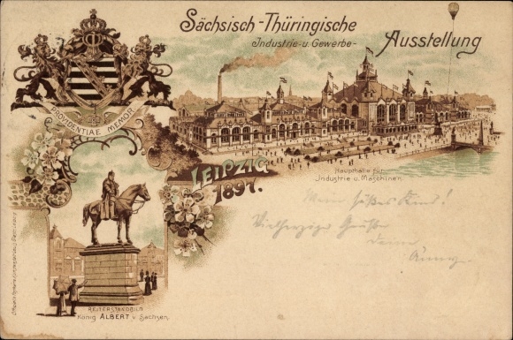 Postwaardestukken Litho Leipzig, Saksische Thüringer industrie- en handelstentoonstelling 1897, grote zaal
