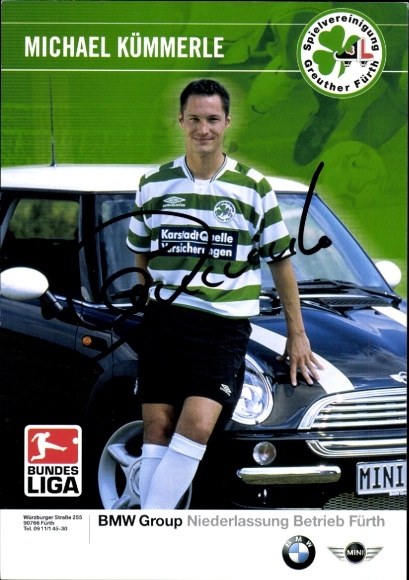 Autograph card footballer Michael Kümmerle, SpVgg Greuther Fürth, autograph