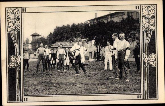 Passepartout Postcard men at the stick fight