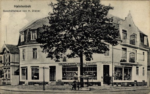 Ansichtkaart Halstenbek in Holstein, bedrijfsgebouw H. Diener