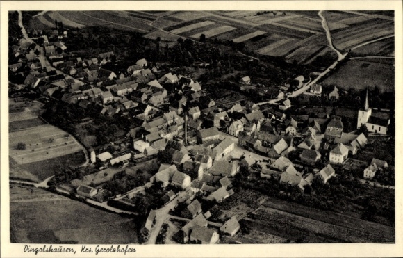 Postcard Dingolshausen in Lower Franconia, aerial photograph