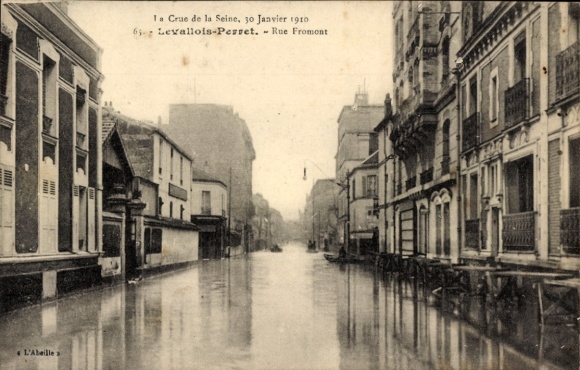 Ak Levallois Perret Hauts de Seine, Rue Fromont, Hochwasser Januar 1910