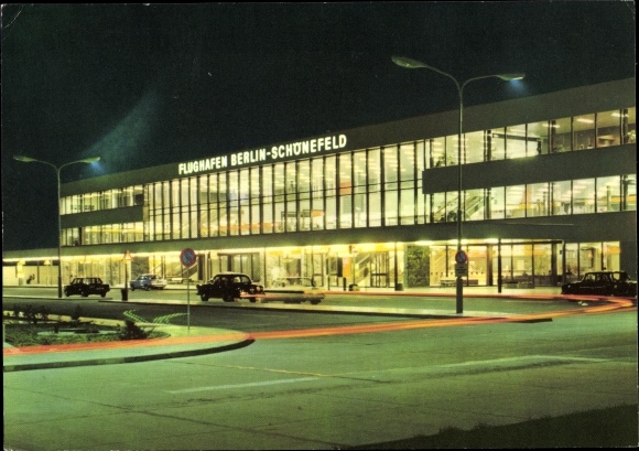 Postcard Berlin Schönefeld Airport, parking lot, arrival hall, building