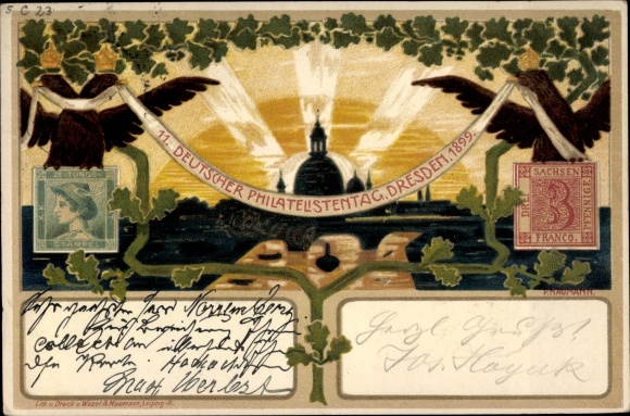 Postwaardestukkenzegels Litho Dresden, 11e Duitse Filatelistische Dag 1899