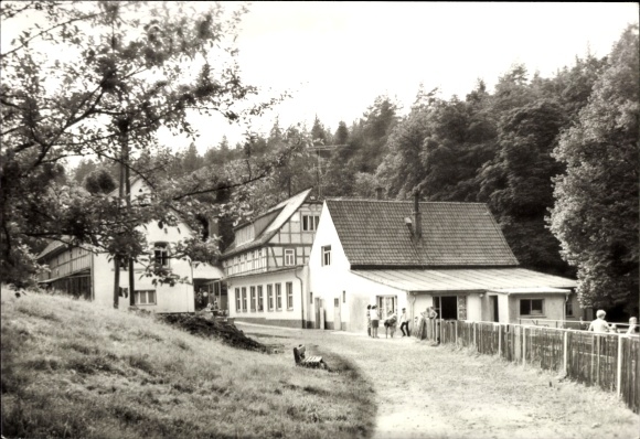 Postcard Eisenberg in Thuringia, Naupoldsmühle, in the Mühltal, company holiday home, restaurant, real photo