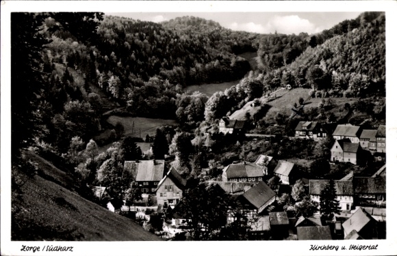 KP Zorge Walkenried w górach Harz, krajobraz Schwarzwaldu, wioski, domy, las, góry